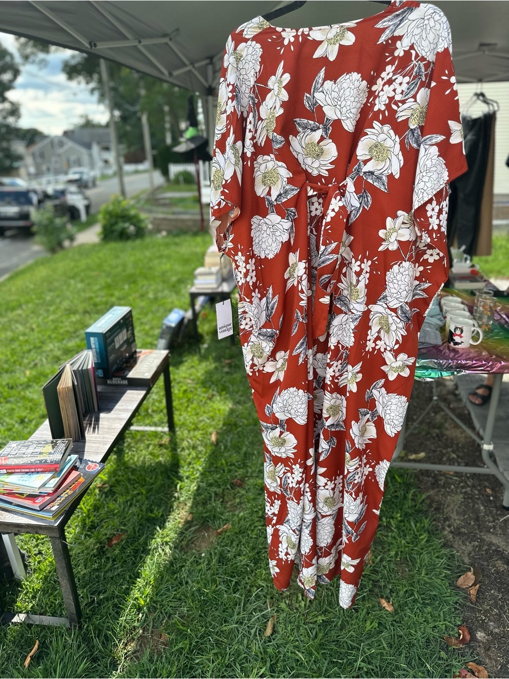 Floral Tie-Waist kimono- Rust Floral